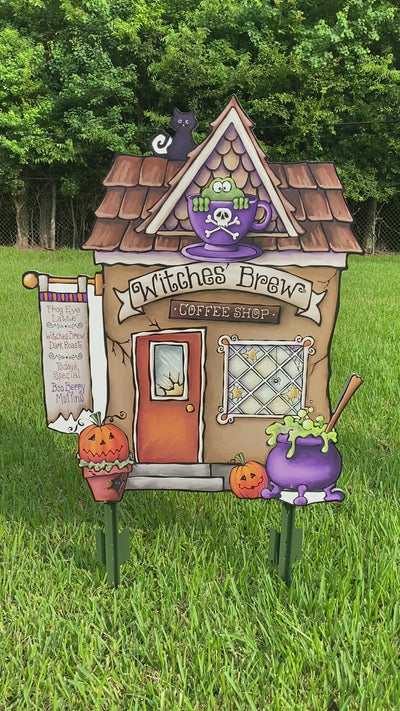 Witches' Brew Coffee Shop Halloween yard art
