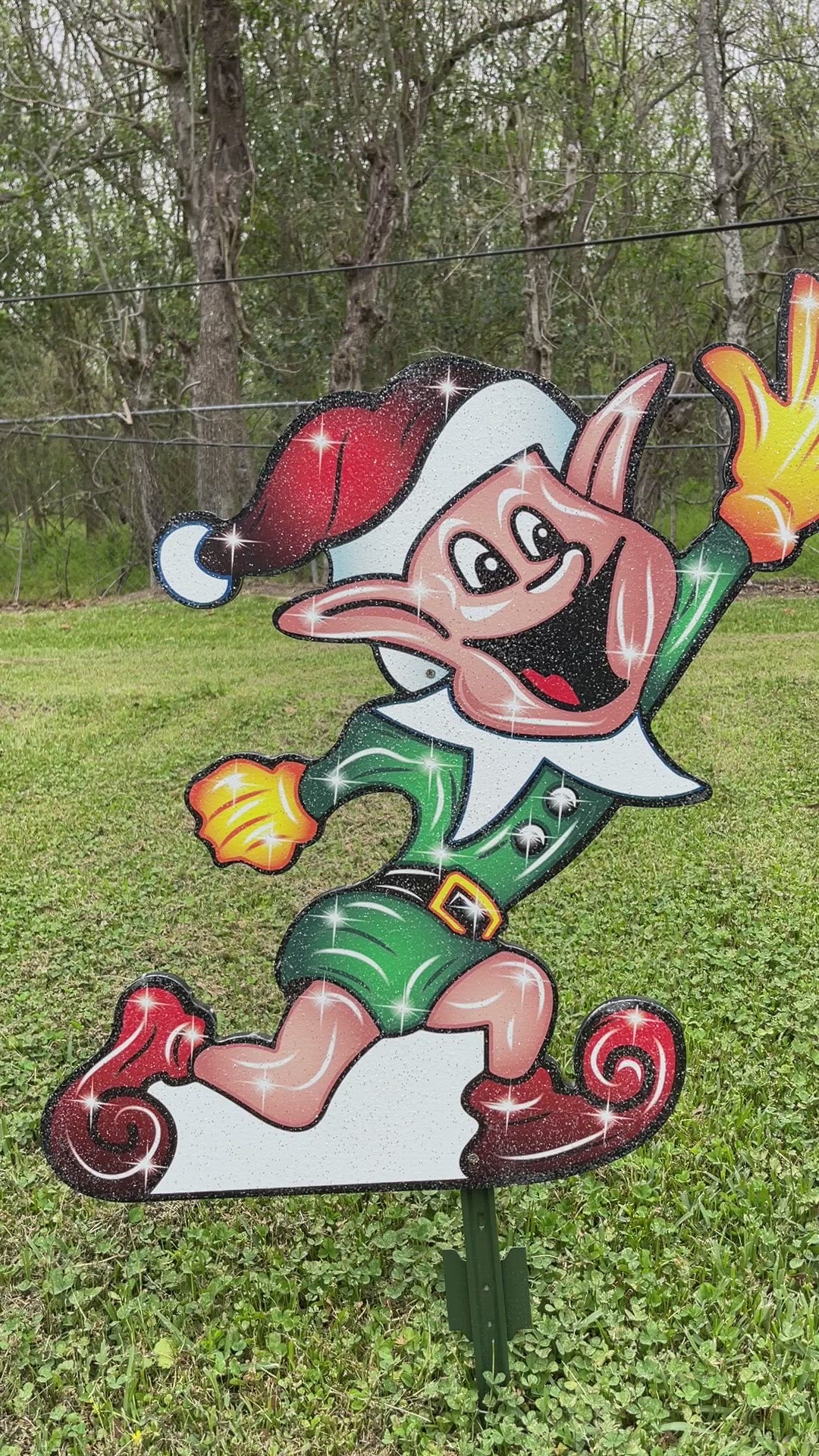 Christmas Elf Playing Football Yard Art