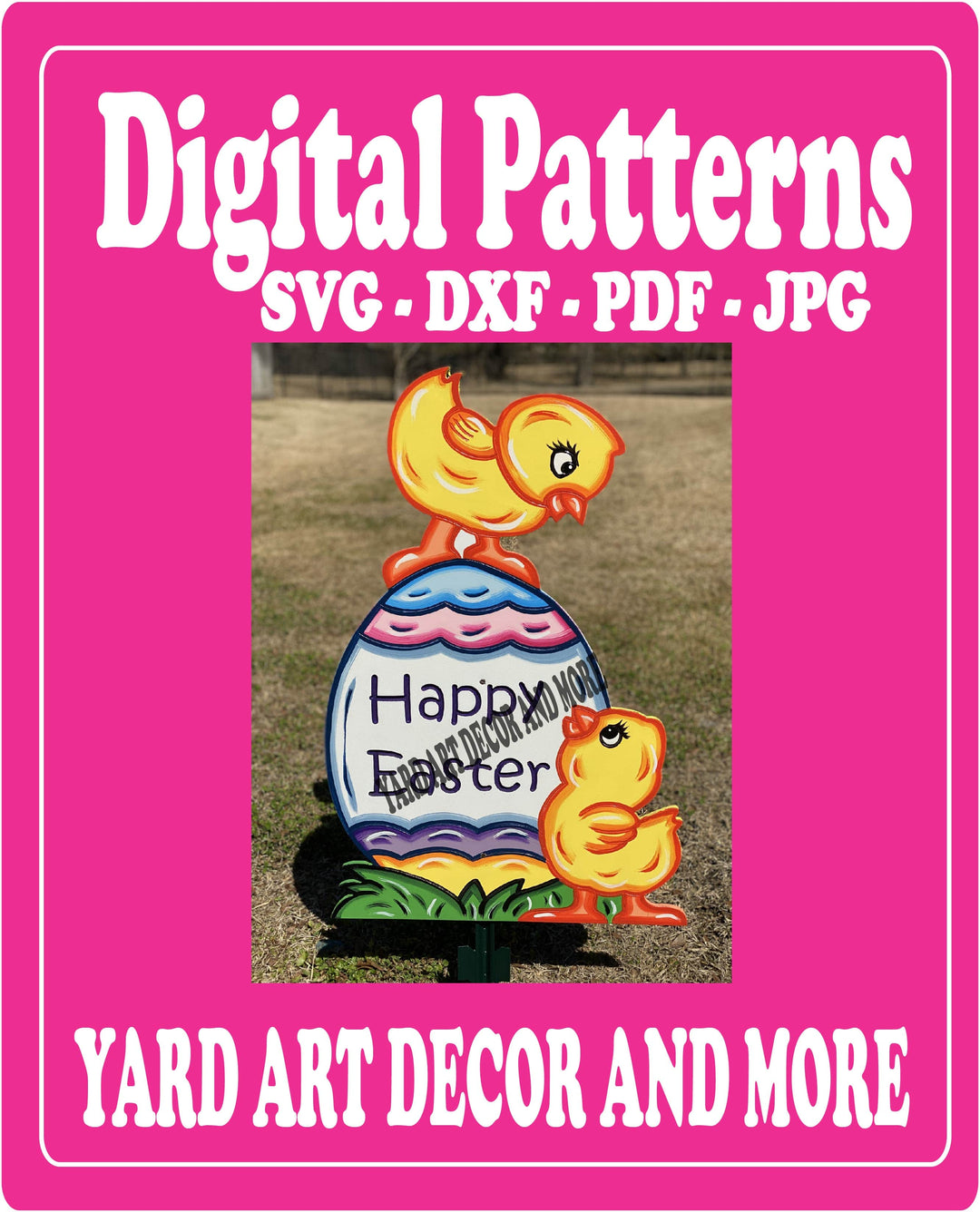 Happy Easter egg with two chicks yard art digital template