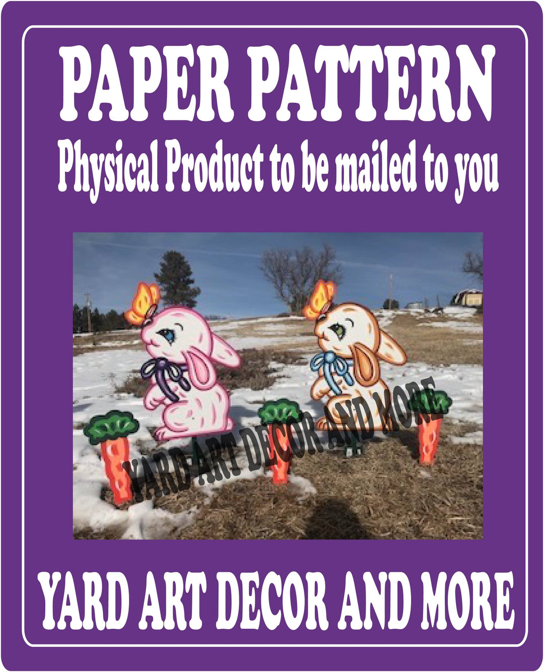 EASTER BUNNY WITH A BUTTERFLY YARD DECORATION PAPER PATTERN