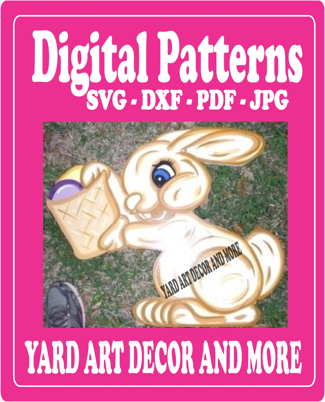 Easter bunny with can of eggs yard art decor digital template