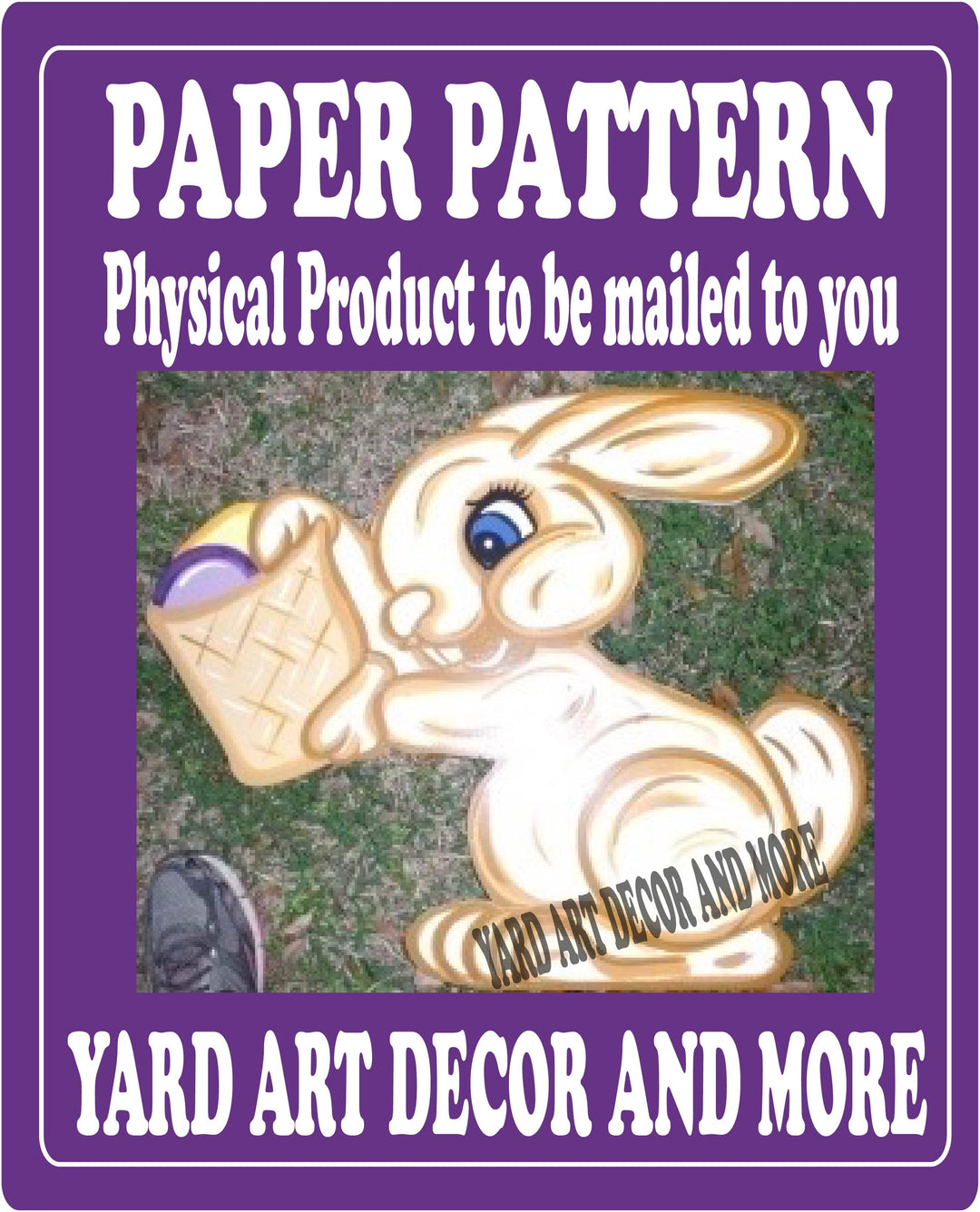 Easter bunny with can of eggs yard art decor paper pattern