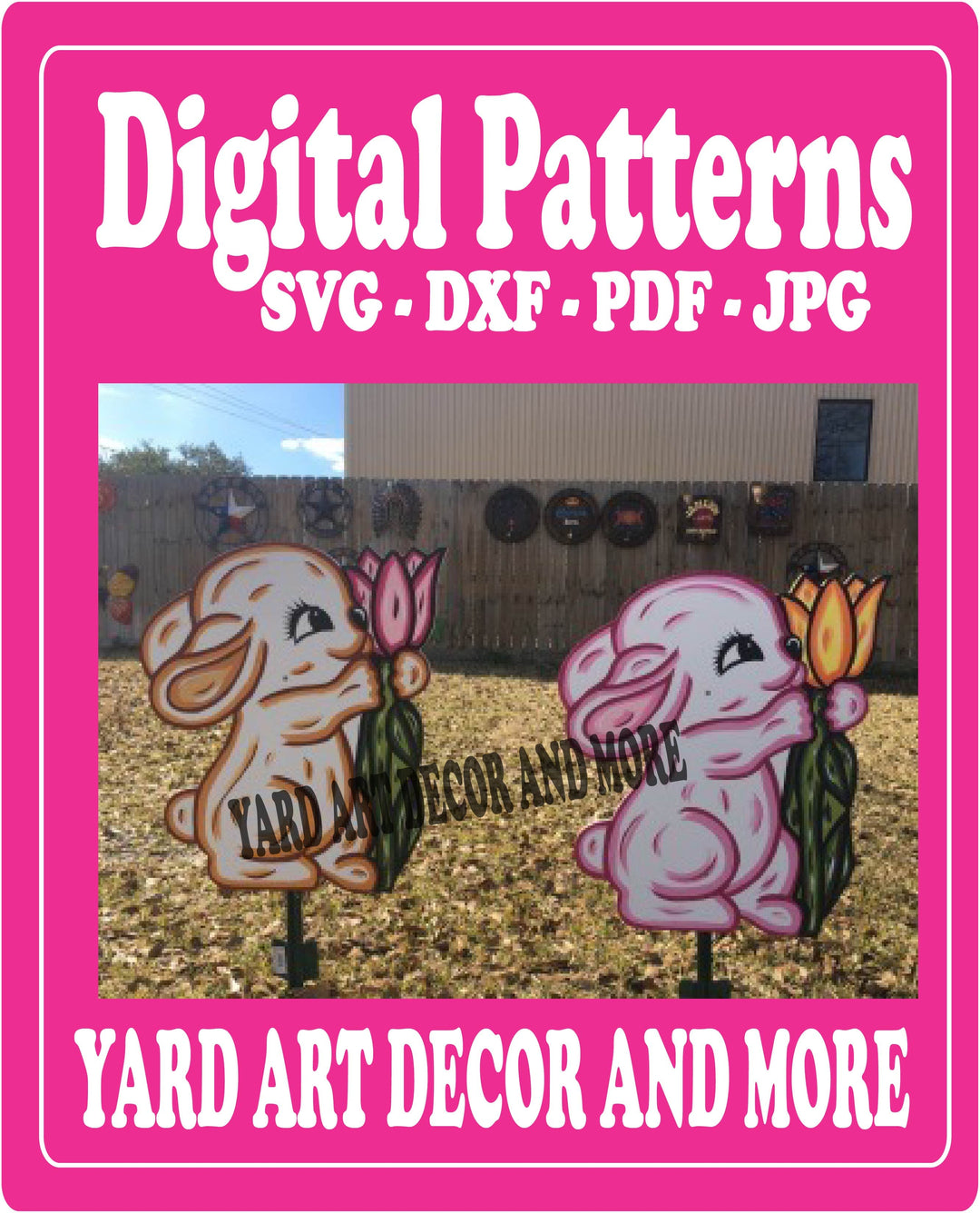 Easter bunny smells flower yard art decor digital template