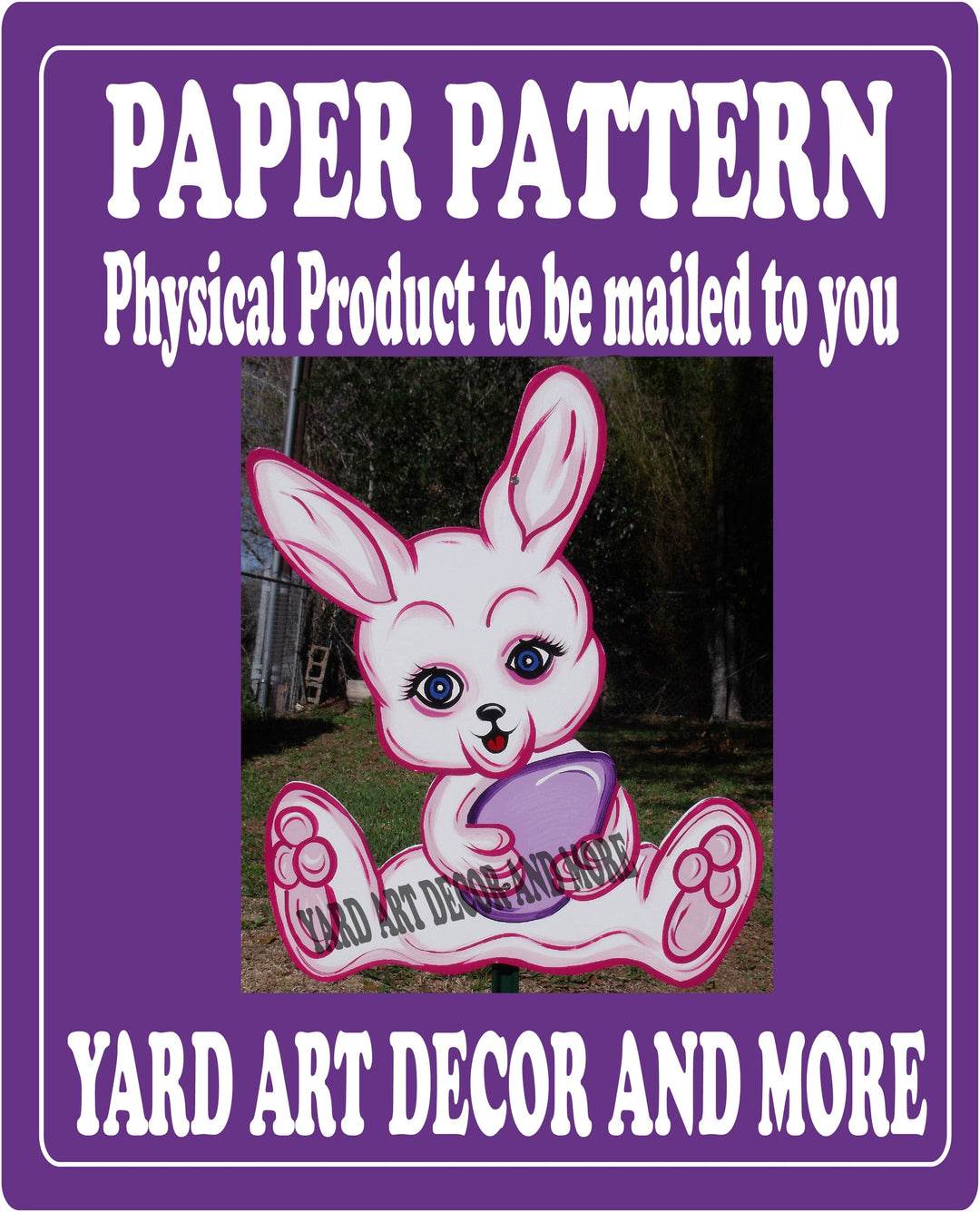 Easter bunny holds egg yard art paper pattern