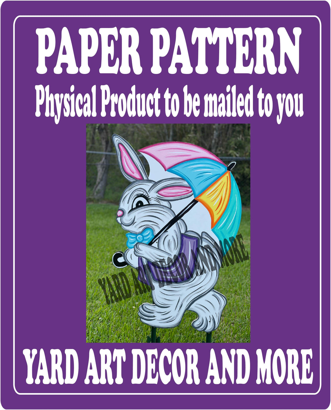 Easter bunny with Umbrella yard sign paper pattern