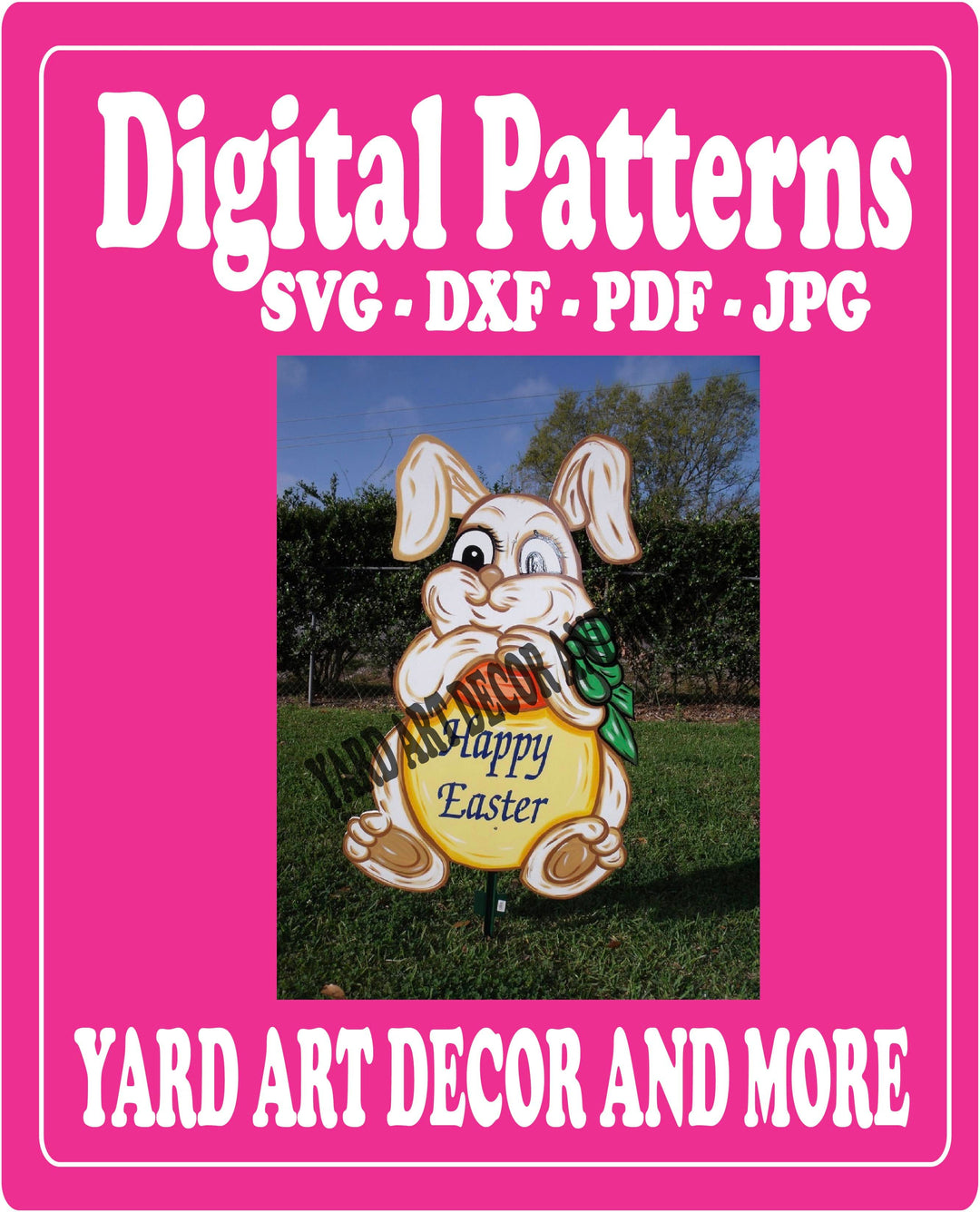 Easter Bunny hugs Happy Easter Egg yard art digital template