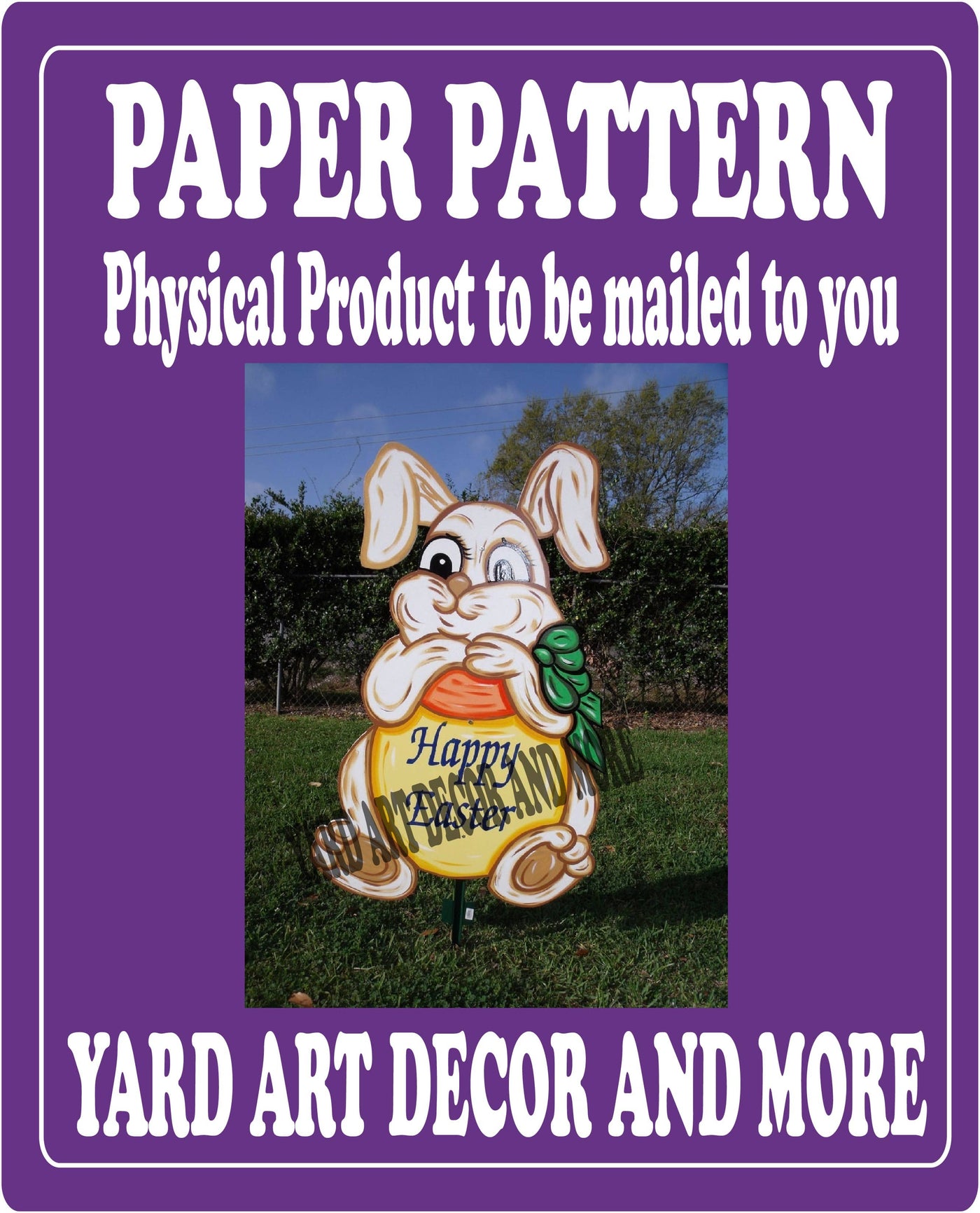 Easter Bunny hugs Happy Easter egg yard art paper pattern