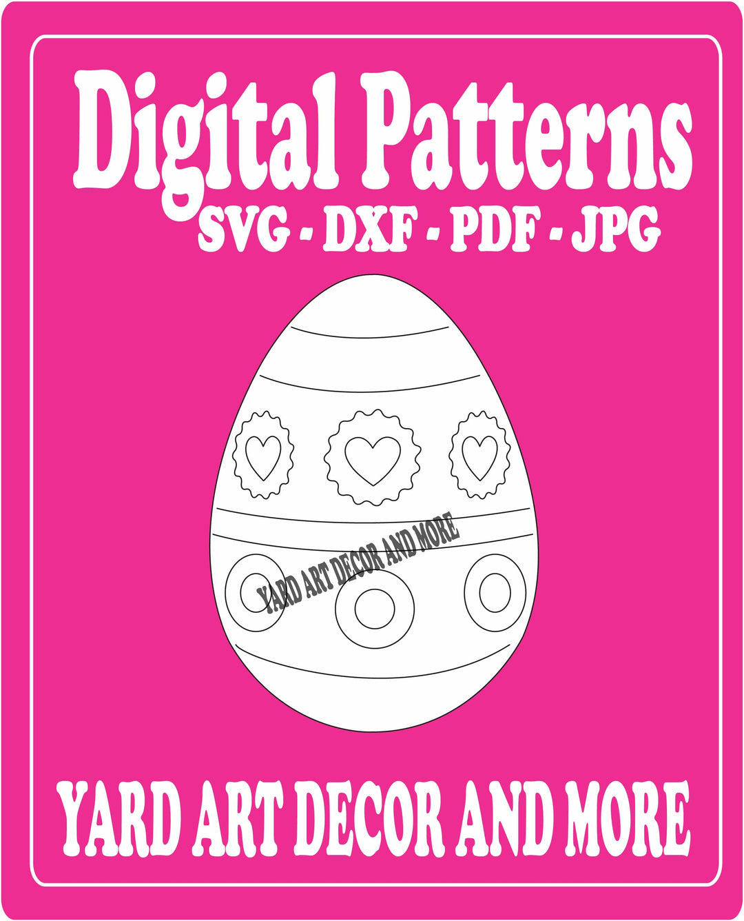 Easter Egg with hearts and circle yard art decor digital template