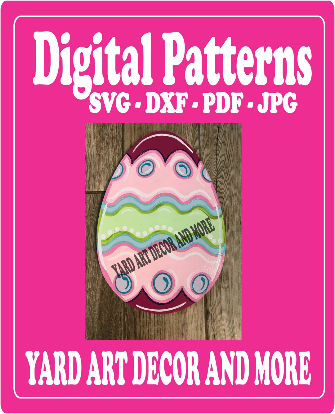 Easter Egg with oval and wavy lines yard art decor digital templte