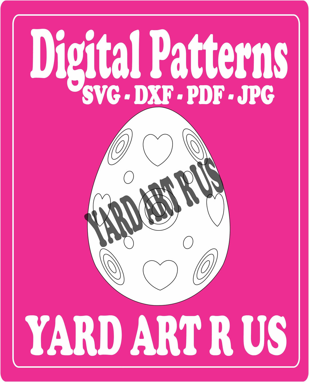easter egg with hearts and targets digital pattern - SVG, DXF, PDF, and JPG file options