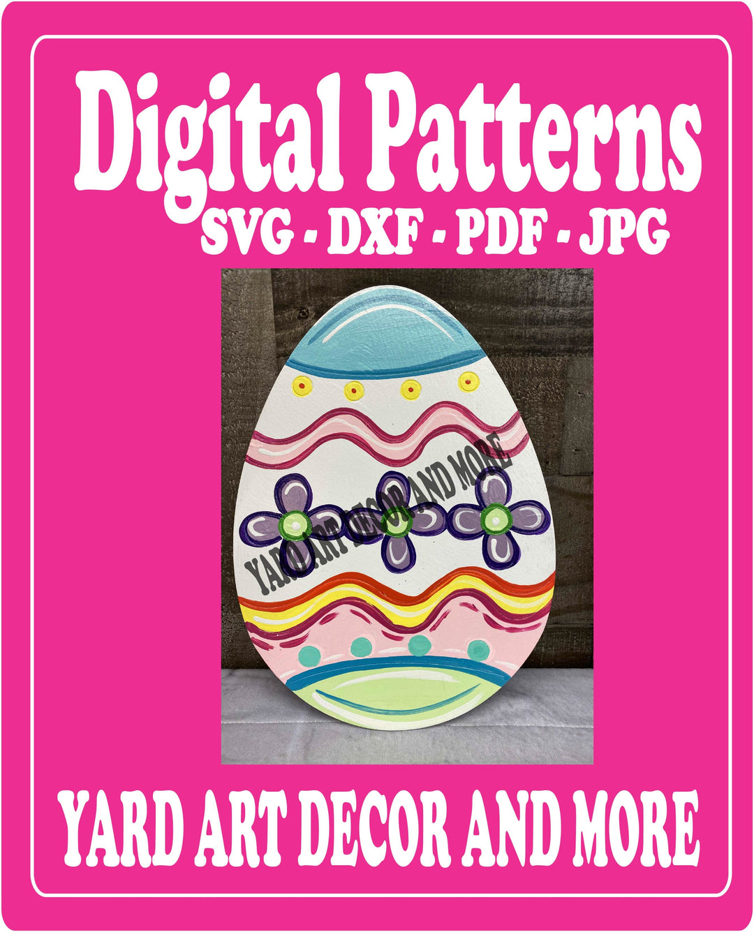 Easter Egg with flowers yard art digital template