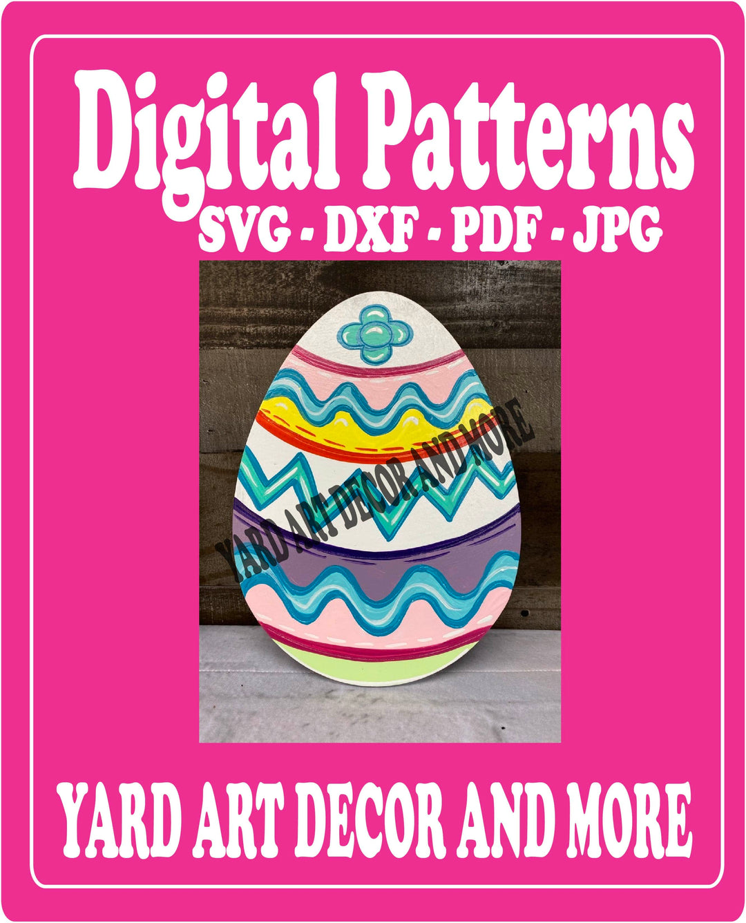 Easter Egg with wavy lines yard art decor digital template