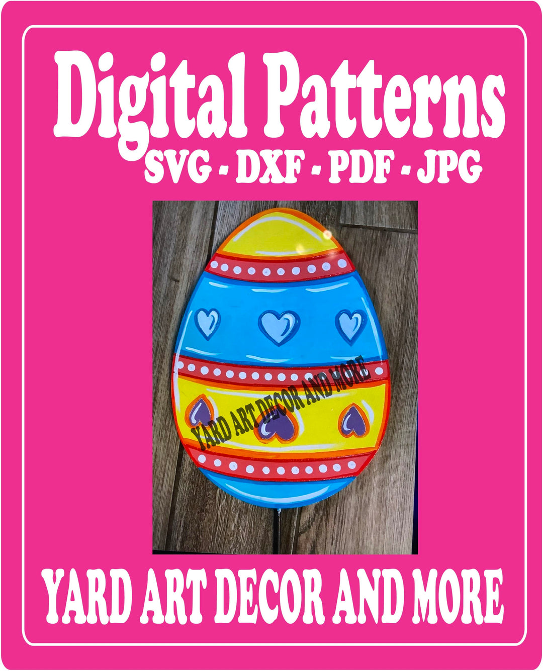Easter Egg with hearts and polka dots yard art decor digital template