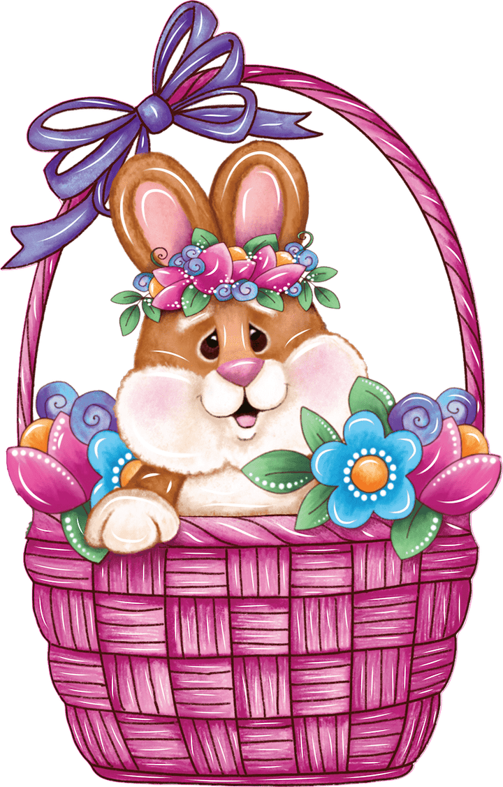 Easter Bunny Basket With Bow Outdoor Decoration