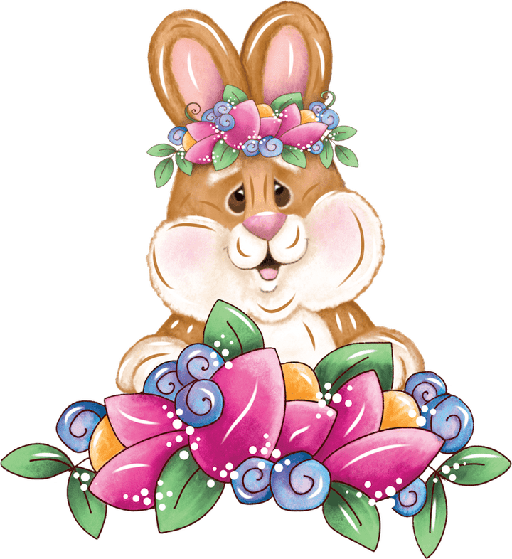 Happy Easter Bunny with Flowers Outdoor Decoration