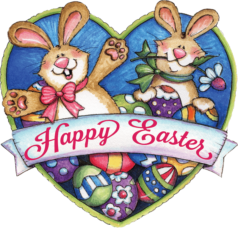 Happy Easter Bunnies on A Heart Outdoor Decoration