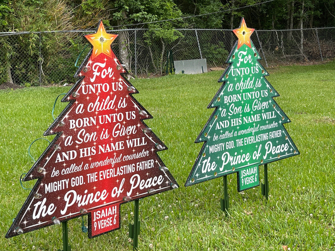 Lighted Prince Of Peace Christmas Tree Yard Decoration