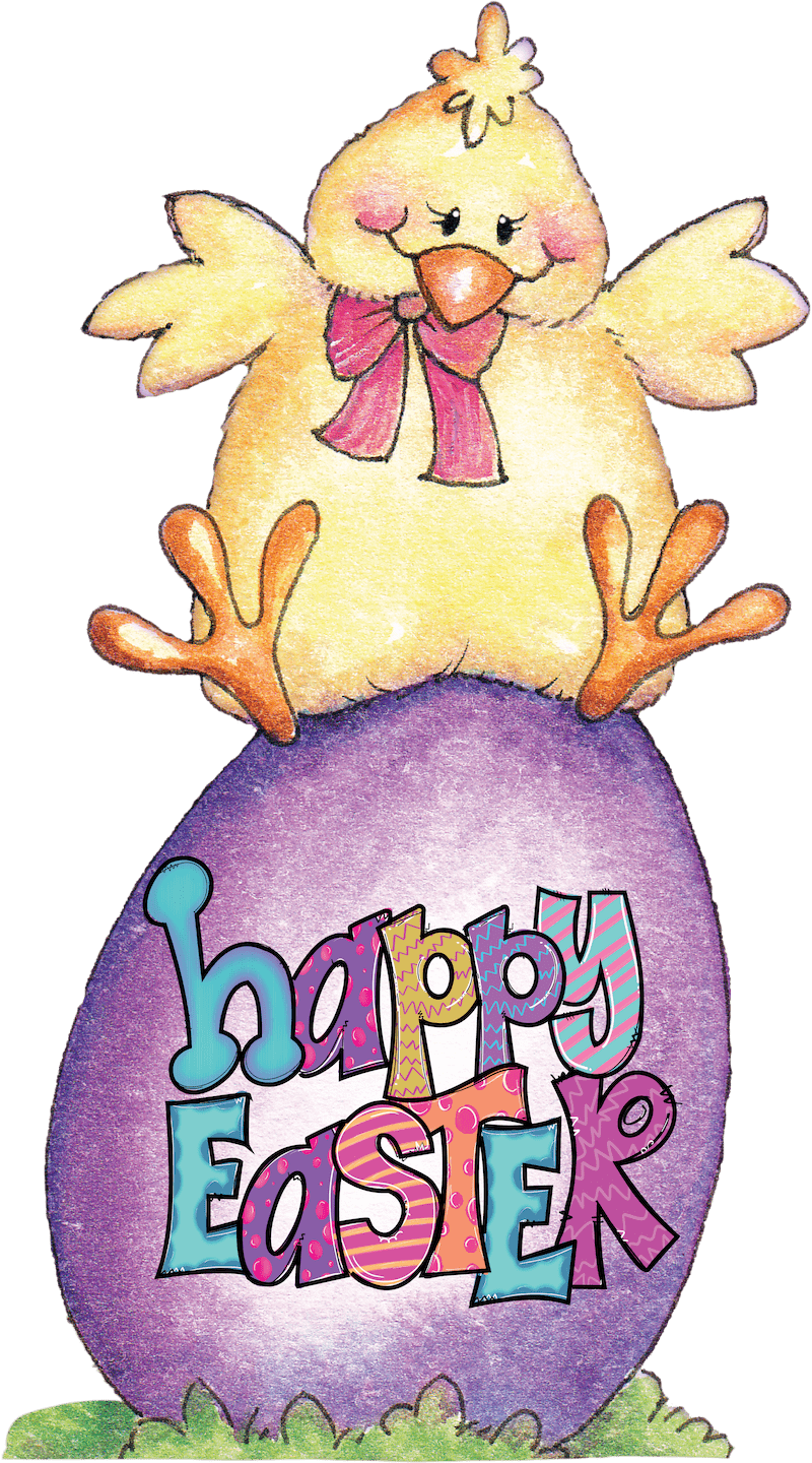 Chick Sits On A Happy Easter Egg Sign Outdoor Decoration