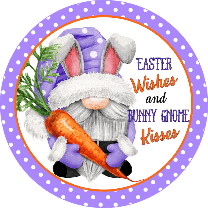 Easter Wishes Bunny Gnome Kisses Sign Outdoor Decoration