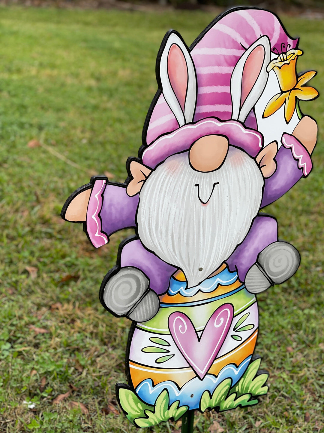 Gnome Easter Egg Yard Sign Decoration