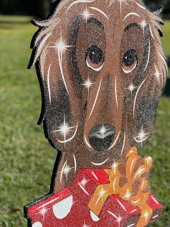 Dachshund Dog Christmas Yard Decoration Sign