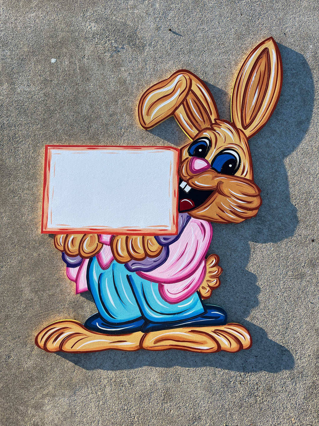 Easter Bunny Holds Happy Easter Sign BLANK DIY Painted by You!