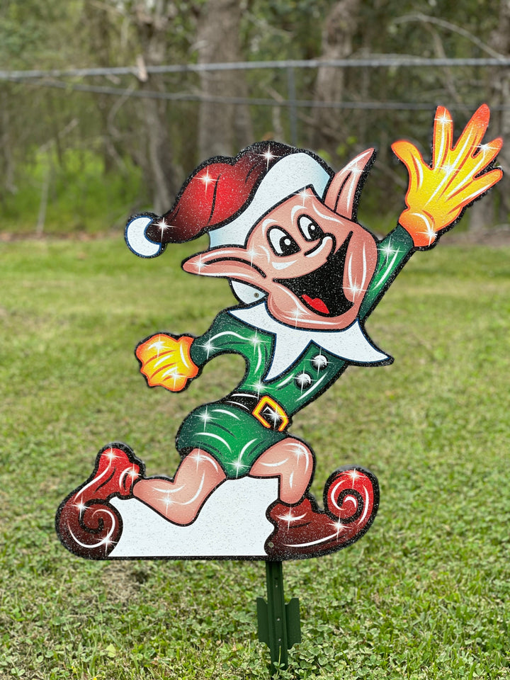 Christmas Elf Playing Football Yard Art