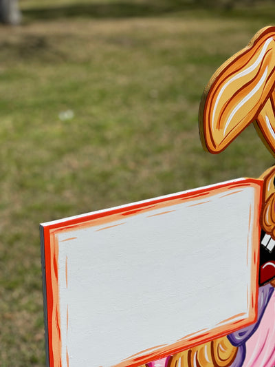 Easter Bunny Holds Happy Easter Sign BLANK DIY Painted by You!