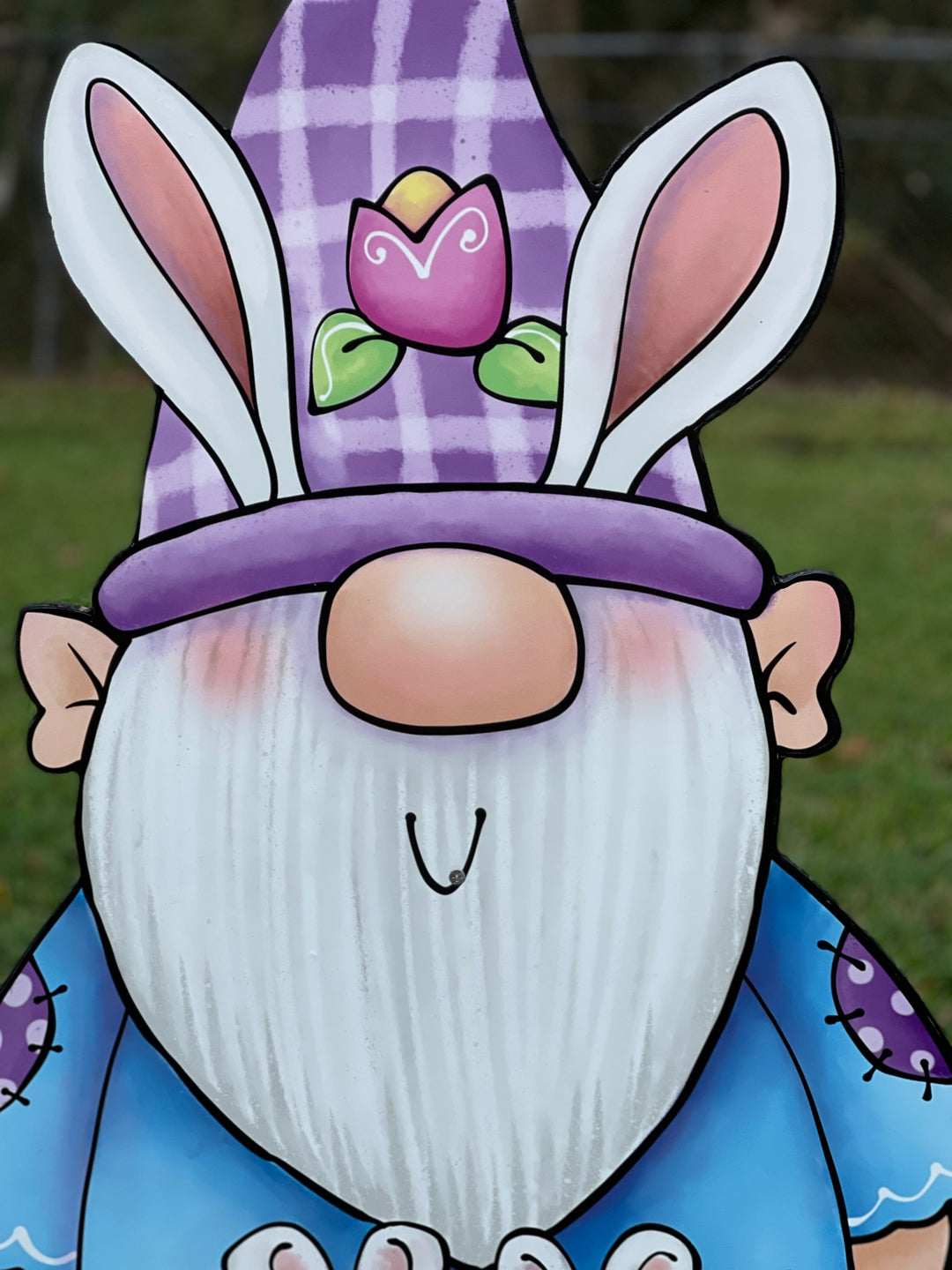 Gnome and Bunny Easter Yard Art Sign