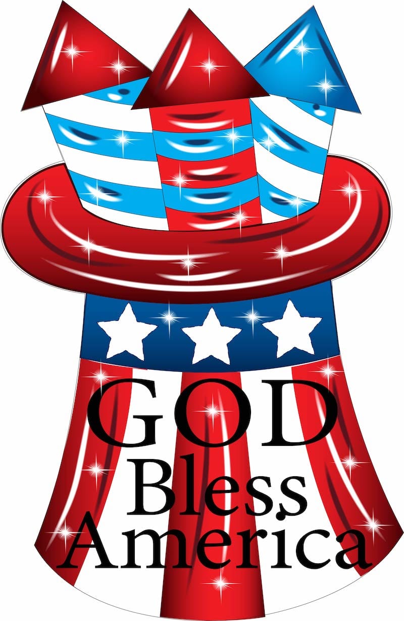 God Bless America Patriotic Hat with Firecrackers Yard Decoration