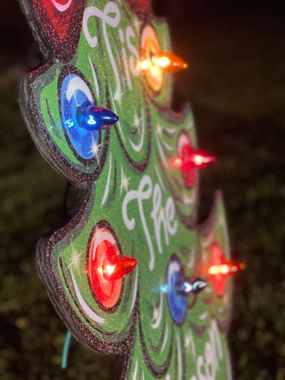 Lighted Christmas Tree Yard Art Sign