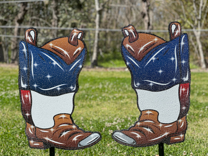 Cowboy Boots Christmas Yard Art