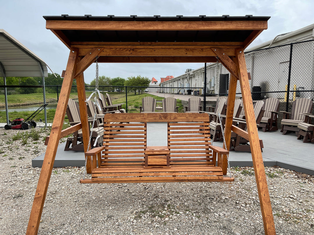 A frame and roof outdoor furniture