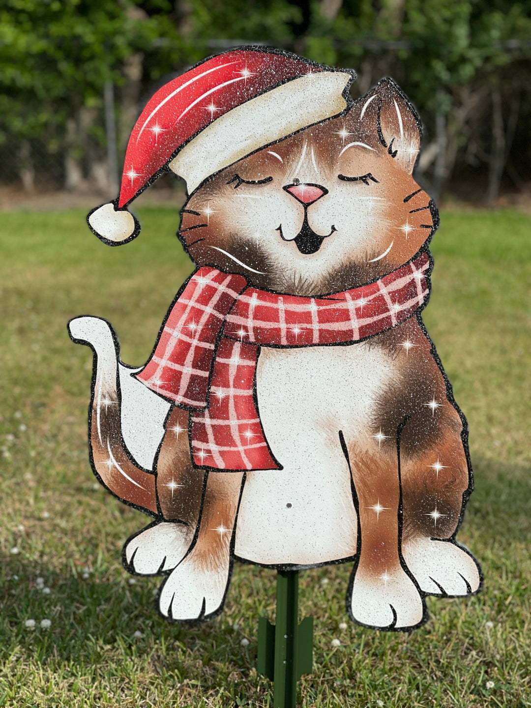 Christmas Singing Kitty Cat Yard Decoration