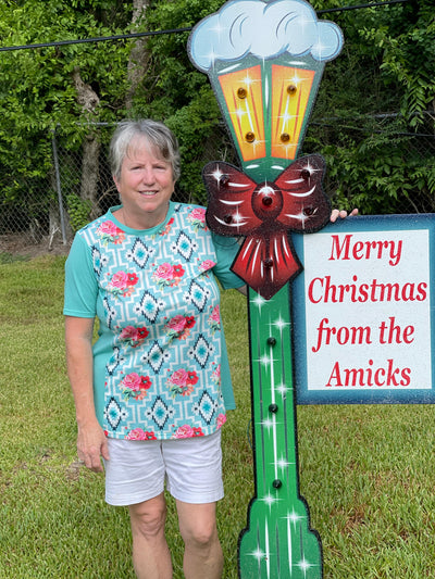 Personalized Lighted Christmas Lamp Post Sign