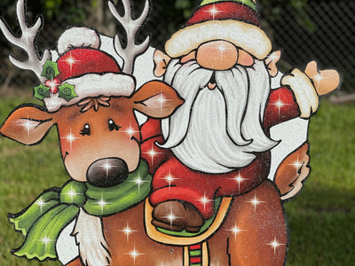 Christmas Reindeer with Gnome Yard Decor