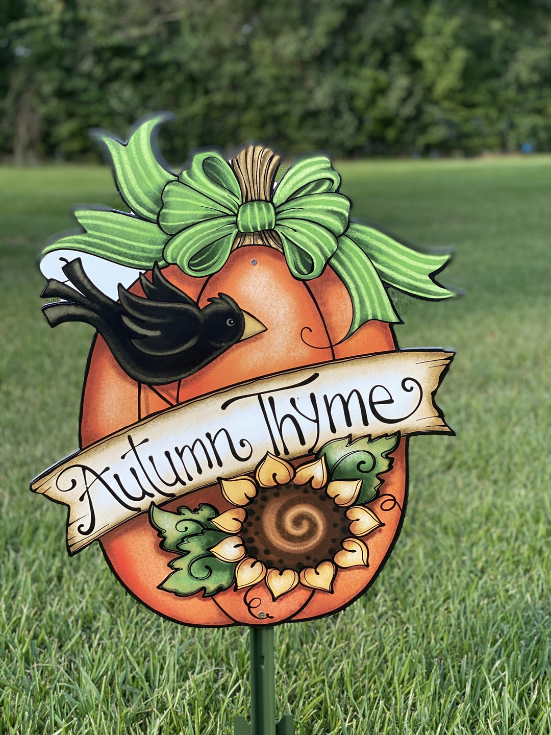 Autumn Thyme Pumpkin Yard Art