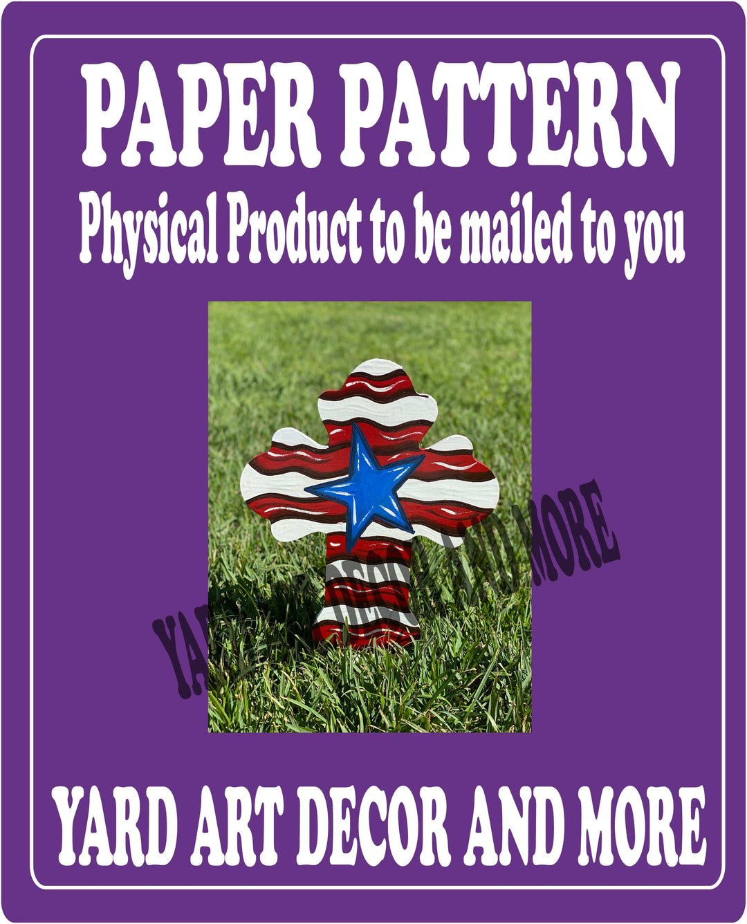 Star and Striped Patriotic Cross Yard Sign