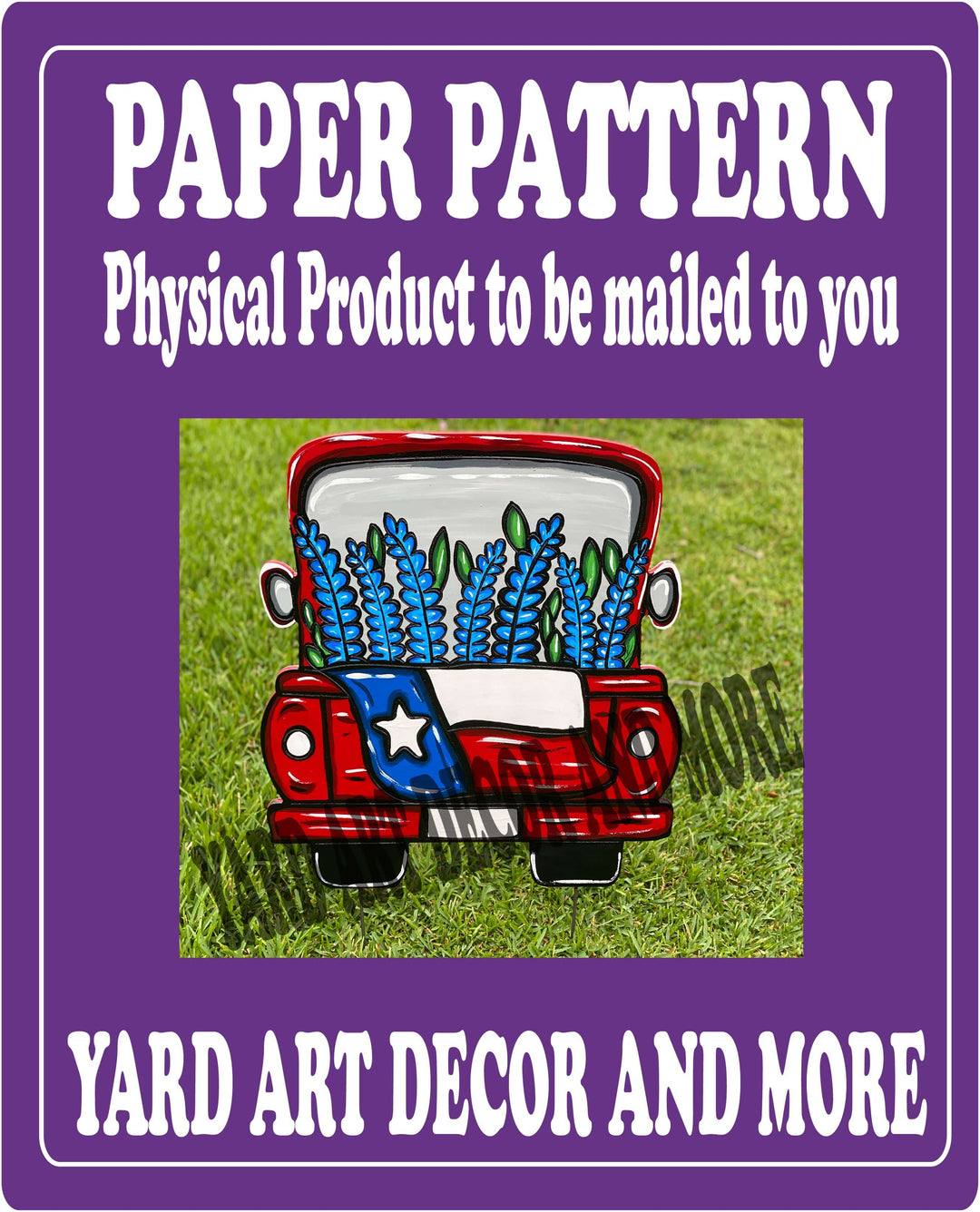 Red Truck with State of Texas Flag Paper Pattern Yard Art Decor