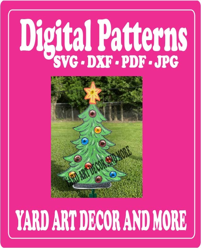 Christmas Traditional Lighted Christmas Tree Yard Art Digital Template