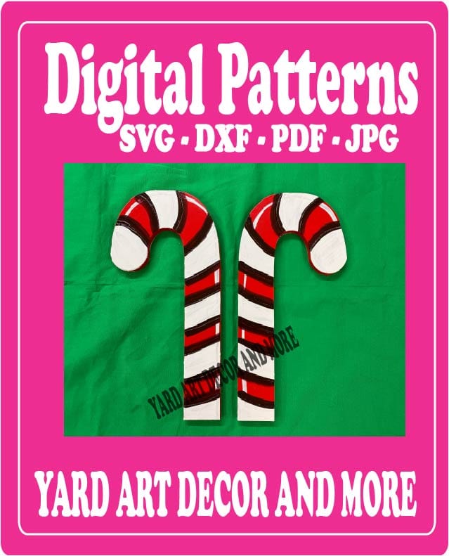 Christmas Traditional Small Candy Cane Yard Art Digital Template
