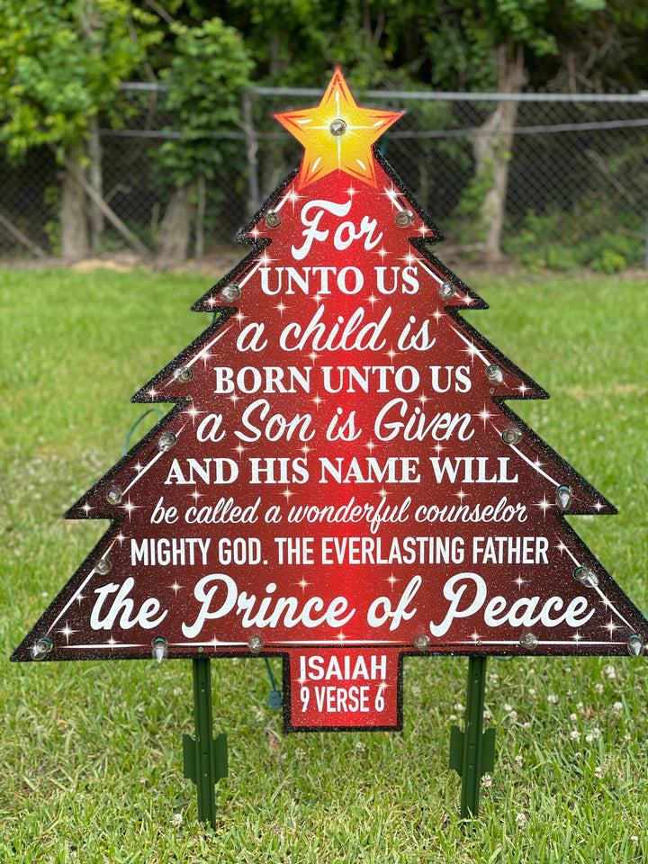 Lighted Prince Of Peace Christmas Tree Yard Decoration