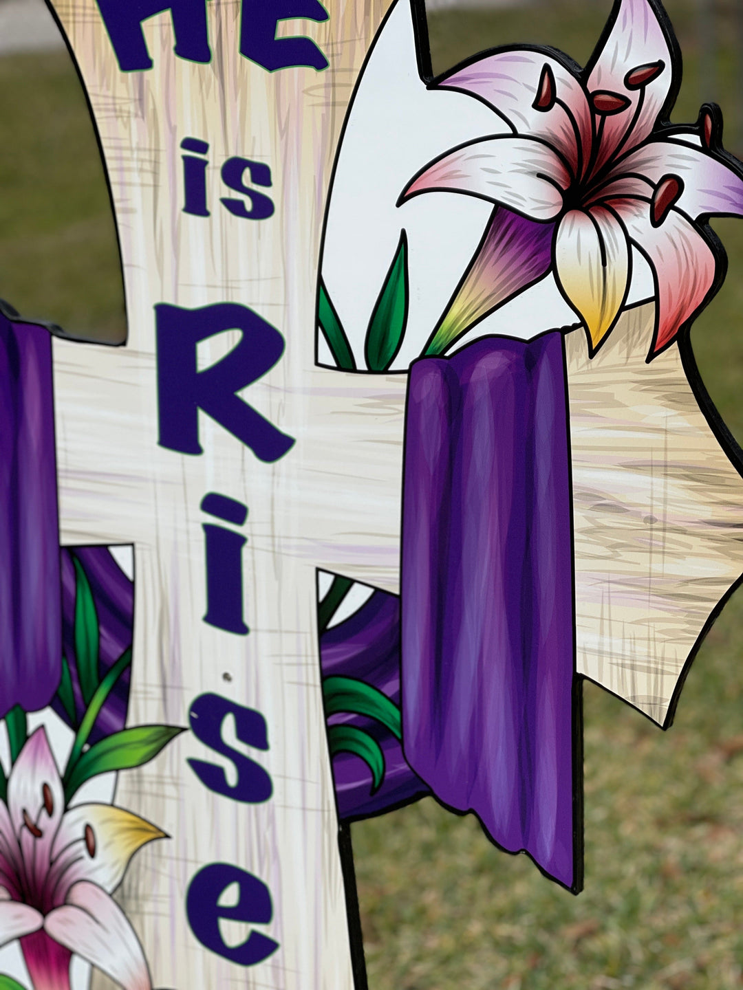 He is Risen Easter Cross yard sign