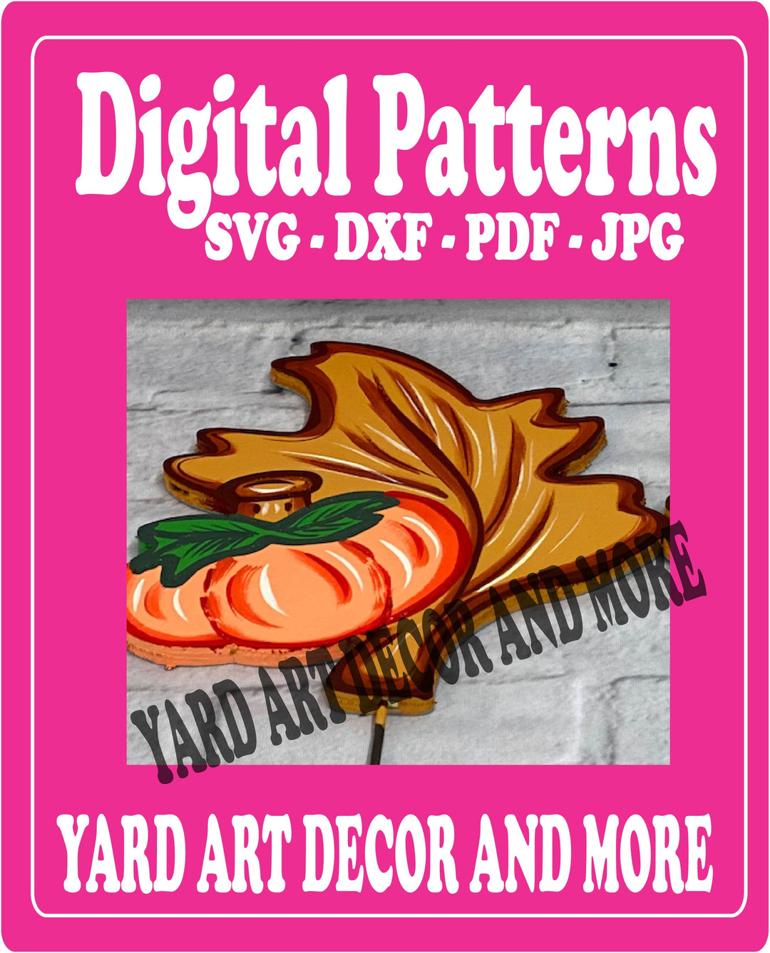 Fall Leaf with Pumpkin yard art digital template