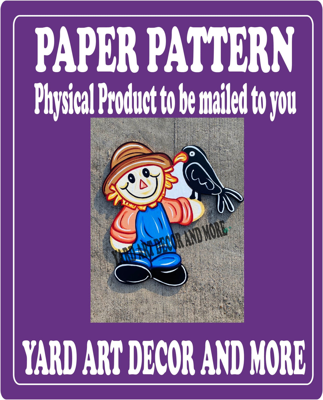 Fall Scarecrow Crow on Arm Yard Art Decor Paper Patterm