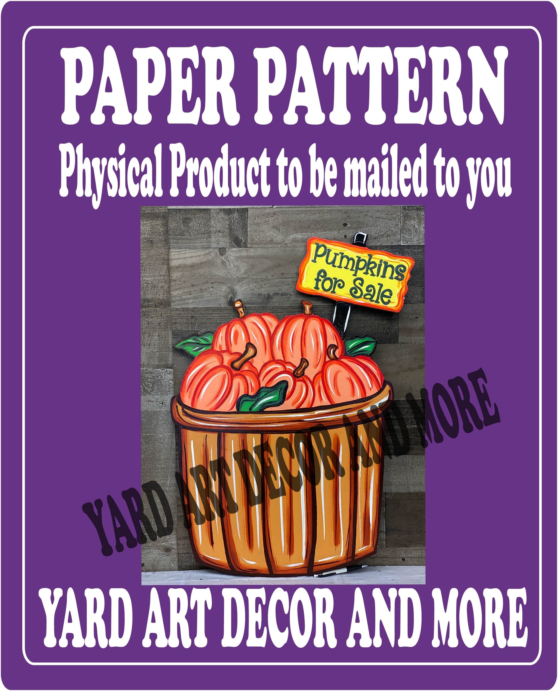 Basket of Pumpkins with Sign yard Art Paper Pattern
