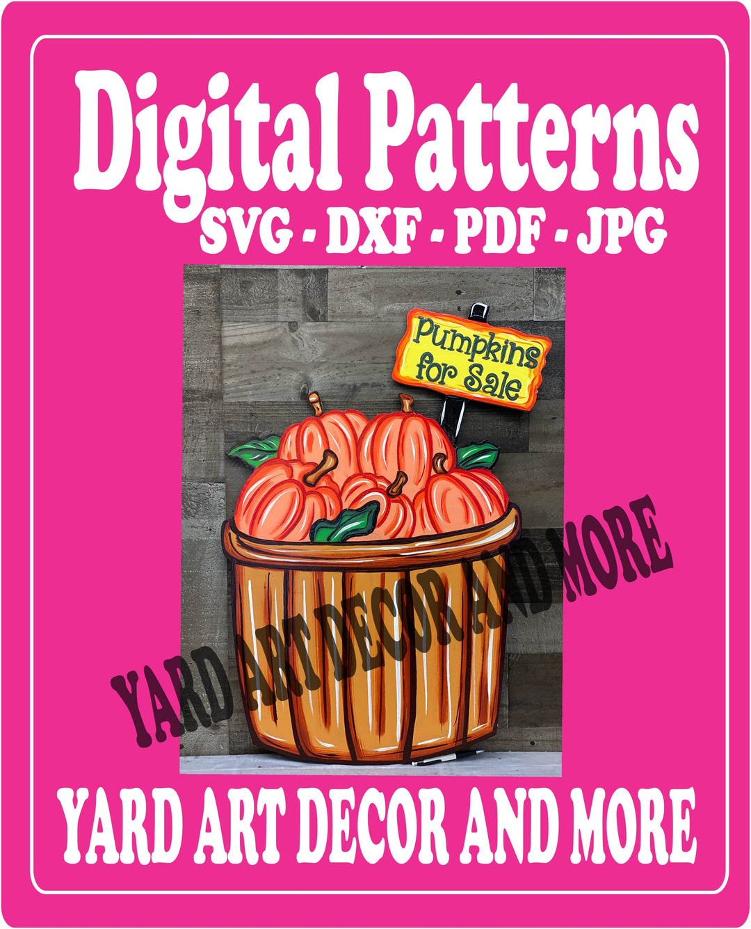 Basket of Pumpkins with Sign yard Art Digital Template