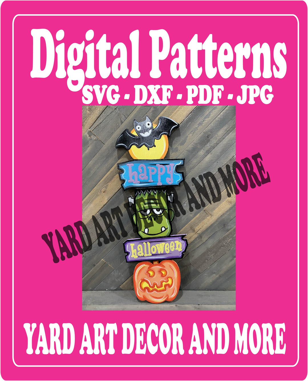 Happy Halloween Totem Pole Yard Sign Digital Template
