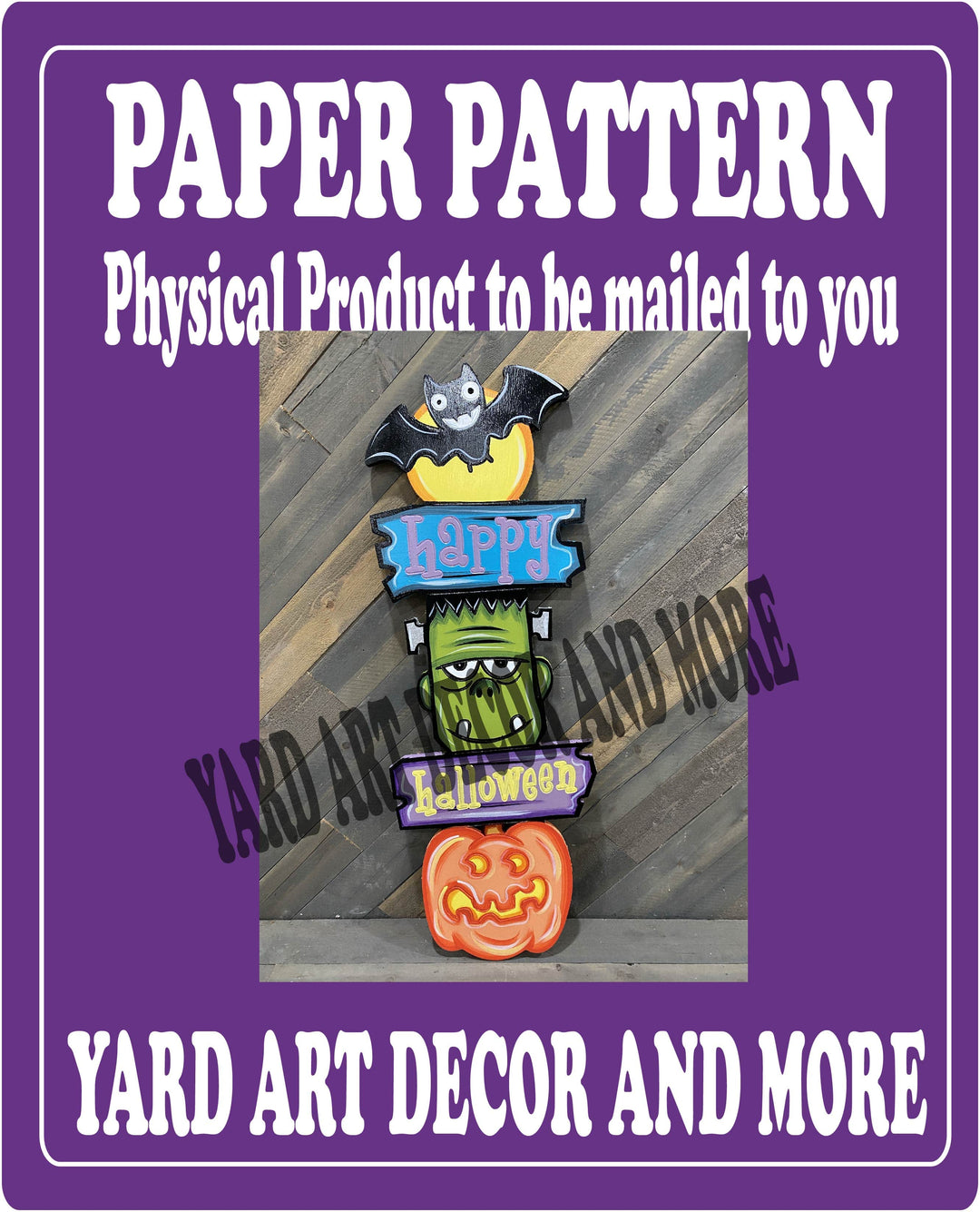 Happy Halloween Totem Pole Yard Sign Paper Pattern