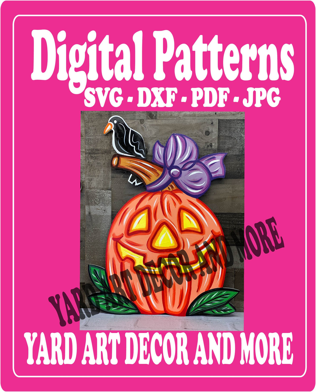 Crow Sits on Pumpkin Fall Yard Art Digital Template